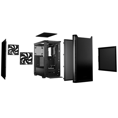be quiet! Pure Base 501 ATX Mid Tower PC Case – Sleek Black Design, High-Airflow with 2 x Pure Wings 3 140mm Fans, USB-C Front Port, Water-Cooling Ready, Tool-Free Installation, Noise-Optimized image 4