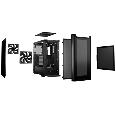 be quiet! Pure Base 501 Airflow Black ATX Mid Tower Case with USB-A, USB-C, 2 x Pure Wings 2 140mm Black PWM Fans, Sleek Front Panel and Airflow Cover image 4