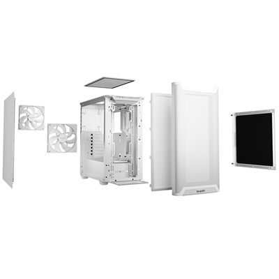 be quiet! Pure Base 501 Airflow White ATX Mid Tower Case with USB-A, USB-C, 2 x Pure Wings 2 140mm Black PWM Fans, Sleek Front Panel and Airflow Cover image 4