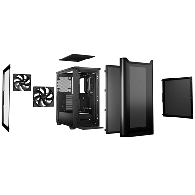 be quiet! Pure Base 501 Airflow Window Black ATX Mid Tower Case with USB-A, USB-C, 2 x Pure Wings 2 140mm Black PWM Fans, Sleek Front Panel and Airflow Cover image 4