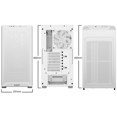 be quiet! Pure Base 501 Airflow Window White ATX Mid Tower Case with USB-A, USB-C, 2 x Pure Wings 2 140mm Black PWM Fans, Sleek Front Panel and Airflow Cover image 2