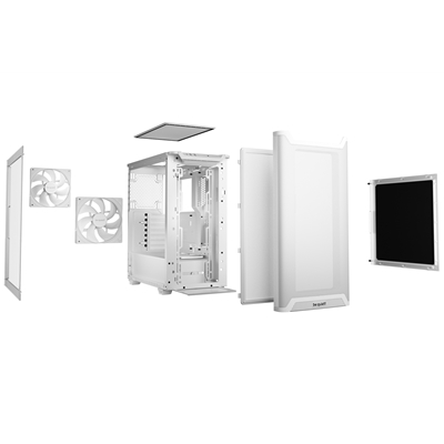 be quiet! Pure Base 501 Airflow Window White ATX Mid Tower Case with USB-A, USB-C, 2 x Pure Wings 2 140mm Black PWM Fans, Sleek Front Panel and Airflow Cover image 4