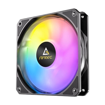 Antec P12 ARGB PWM 120mm Fan 3 pack - 4-Pin, Black, High-Airflow Cooling, 9-Blade Design with Anti-Vibration Pads image 2