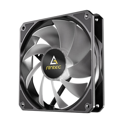 Antec P12 ARGB PWM 120mm Fan 3 pack - 4-Pin, Black, High-Airflow Cooling, 9-Blade Design with Anti-Vibration Pads image 5