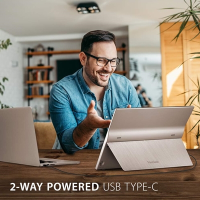 Viewsonic TD1655 16-Inch USB-C Multi-Touch, IPS Portable Monitor, 1920x1080, 60Hz, Mini HDMI, Speakers, 6.5ms, Metallic with Foldable Stand, Pivotable Display image 6