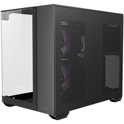 Antec CX600M Trio ARGB Mini Tower Gaming Case, Black, Tempered Glass Panels, Dual Chamber Design, Vertical Cooling, Pre-Installed ARGB Fans, Water Cooling Support, image 2
