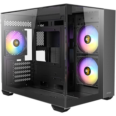 Antec CX600M Trio ARGB Mini Tower Gaming Case, Black, Tempered Glass Panels, Dual Chamber Design, Vertical Cooling, Pre-Installed ARGB Fans, Water Cooling Support, image 4