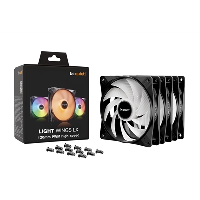 be quiet! Light Wings LX 120mm PWM High-Speed Fan, ARGB Lighting, Black, Ultra-Quiet Operation, High Airflow, Rifle Bearing, Daisy-Chaining Support, 3-Pack image 5