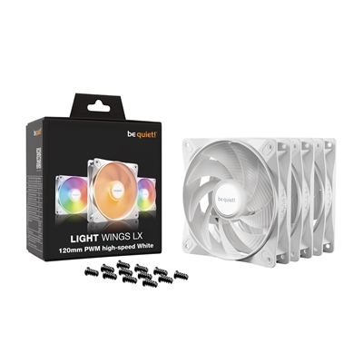 be quiet! Light Wings LX 120mm PWM High-Speed Fan, ARGB Lighting, White, Ultra-Quiet Operation, High Airflow, Rifle Bearing, Daisy-Chaining Support, 3-Pack image 5