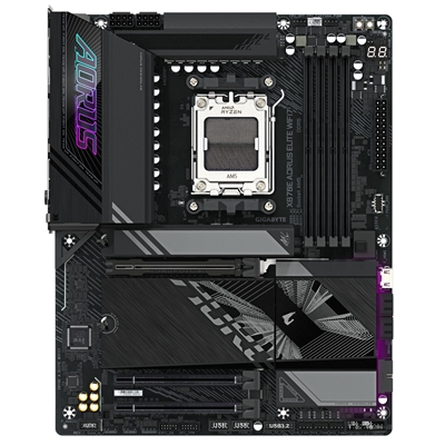 Gigabyte X870E AORUS ELITE WIFI7 AMD AM5 Socket Motherboard, ATX, 4x DDR5 Slots, 4x M.2 Sockets, Fitted I/O Shield, 2.5GbE LAN, Wi-Fi 7, 1x HDMI Port / 2x USB-C (USB4) image 2