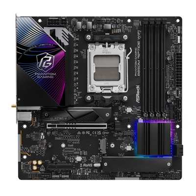 ASRock B850M Riptide WiFi AMD AM5 Socket Motherboard, Micro-ATX, 4x DDR5 Slots, 3x M.2 Sockets, Fitted I/O Shield, 2.5GbE LAN, Wi-Fi 7, 1x DisplayPort / 1x HDMI Port image 5