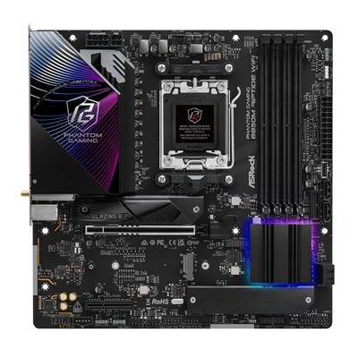 ASRock B850M Riptide WiFi AMD AM5 Socket Motherboard, Micro-ATX, 4x DDR5 Slots, 3x M.2 Sockets, Fitted I/O Shield, 2.5GbE LAN, Wi-Fi 7, 1x DisplayPort / 1x HDMI Port image 6
