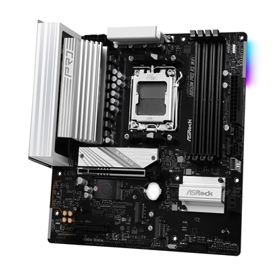 ASRock B850M Pro RS WiFi AMD AM5 Socket Motherboard, Micro-ATX, 4x DDR5 Slots, 3x M.2 Sockets, Fitted I/O Shield, 2.5GbE LAN, Wi-Fi 6E, 1x DisplayPort / 1x HDMI Port image 3