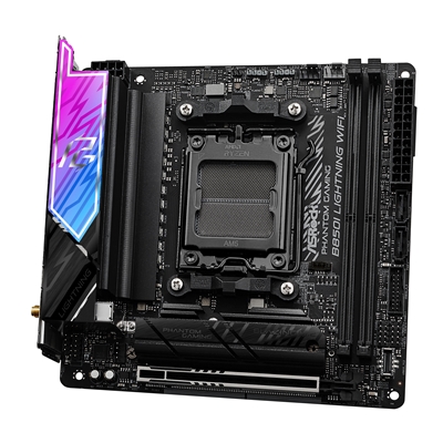 ASRock B850I Lightning WiFi PHANTOM GAMING AMD AM5 Socket Motherboard, Mini-ITX, 2x DDR5 Slots, 2x M.2 Sockets, Fitted I/O Shield, 2.5GbE LAN, Wi-Fi 6E, 1x HDMI Port / 1x USB-C image 4