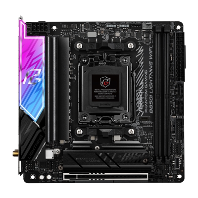 ASRock B850I Lightning WiFi PHANTOM GAMING AMD AM5 Socket Motherboard, Mini-ITX, 2x DDR5 Slots, 2x M.2 Sockets, Fitted I/O Shield, 2.5GbE LAN, Wi-Fi 6E, 1x HDMI Port / 1x USB-C image 5