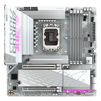 Gigabyte B860M AORUS ELITE WIFI6E ICE Intel 1851 Socket Motherboard, Micro-ATX, 4x DDR5 Slots, 3x M.2 Sockets, Fitted I/O Shield, 2.5GbE LAN, Wi-Fi 6E, 1x DisplayPort / 1x HDMI / 1x USB-C (USB4) image 2