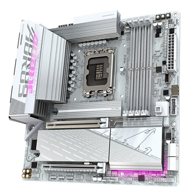 Gigabyte B860M AORUS ELITE WIFI6E ICE Intel 1851 Socket Motherboard, Micro-ATX, 4x DDR5 Slots, 3x M.2 Sockets, Fitted I/O Shield, 2.5GbE LAN, Wi-Fi 6E, 1x DisplayPort / 1x HDMI / 1x USB-C (USB4) image 4