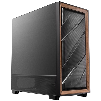 Antec Flux SE Full Tower PC Case with Solid Side Panel, Black/Wood, 5x Pre-Installed Fans, USB Type-C, E-ATX/ATX/mATX/mITX Compatibility image 2