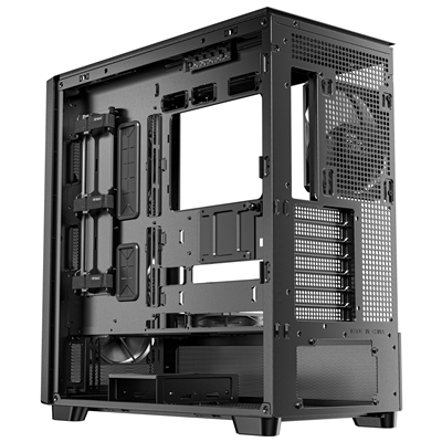 Antec Flux SE Full Tower PC Case with Solid Side Panel, Black/Wood, 5x Pre-Installed Fans, USB Type-C, E-ATX/ATX/mATX/mITX Compatibility image 4