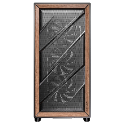 Antec Flux SE Full Tower PC Case with Solid Side Panel, Black/Wood, 5x Pre-Installed Fans, USB Type-C, E-ATX/ATX/mATX/mITX Compatibility image 5