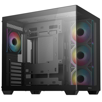DeepCool CG530 4F Mid-Tower Case with Tempered Glass Panels, 4 Pre-Installed ARGB Fans, and Optimal Airflow Support, Black image 4