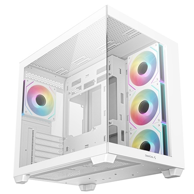 DeepCool CG530 4F Mid-Tower Case with Tempered Glass Panels, 4 Pre-Installed ARGB Fans, and Optimal Airflow Support, White image 3