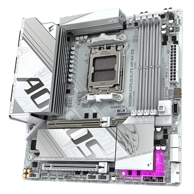 Gigabyte B850M AORUS ELITE WIFI6E ICE AMD AM5 Socket Motherboard, Micro-ATX, 4x DDR5 Slots, 2x M.2 Sockets, Fitted I/O Shield, 2.5GbE LAN, Wi-Fi 6E, 1x DisplayPort / 1x HDMI Port image 4
