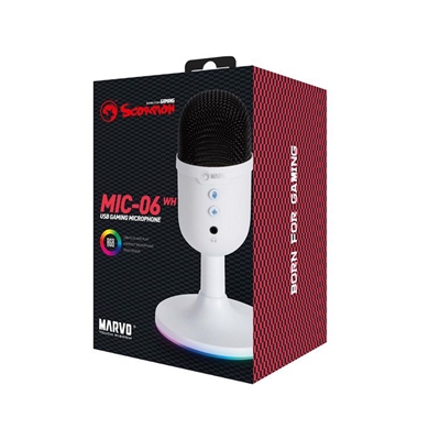 Marvo Scorpion MIC-06 Blast 40 USB RGB Noise Cancelling Wired Microphone (White) image 2