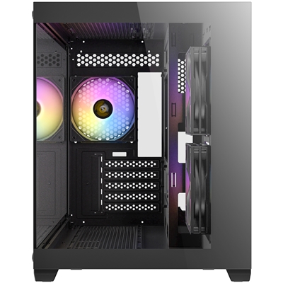 Antec CX600M ARGB Mini-Tower Gaming Case, 1 x USB 3.0 / 1 x USB 2.0, Tempered Glass Front and Side Window Panel, Dual-Chamber Design, 3 x Pre-Installed ARGB LED Fans, Micro-ATX, ITX Compatible image 3