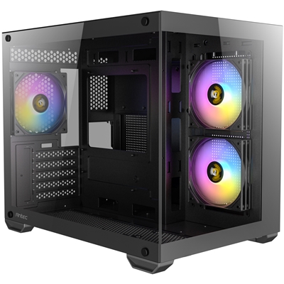 Antec CX600M ARGB Mini-Tower Gaming Case, 1 x USB 3.0 / 1 x USB 2.0, Tempered Glass Front and Side Window Panel, Dual-Chamber Design, 3 x Pre-Installed ARGB LED Fans, Micro-ATX, ITX Compatible image 6
