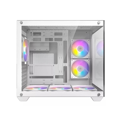 Antec CX800 Mid Tower Gaming Case, 1 x USB 3.0 / 2 x USB 2.0, Tempered Glass Front and Side Window Panel, Dual-Chamber design, 3 x Pre-Installed ARGB LED Fans , ATX, Micro ATX, Mini-ITX Compatible image 2