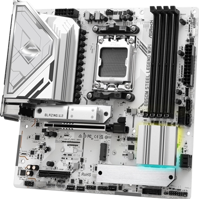 ASRock B850M Steel Legend WiFi AMD AM5 Socket Motherboard, Micro-ATX, 4x DDR5 Slots, 3x M.2 Sockets, Fitted I/O Shield, 2.5GbE LAN, Wi-Fi 7, 1x DisplayPort / 1x HDMI Port image 6