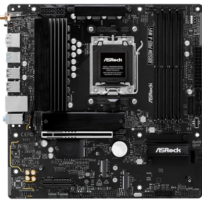 ASRock B850M Pro-A WiFi AMD AM5 Socket Motherboard, Micro-ATX, 4x DDR5 Slots, 3x M.2 Sockets, 2.5GbE LAN, Wi-Fi 6E, 1x DisplayPort / 1x HDMI Port image 2