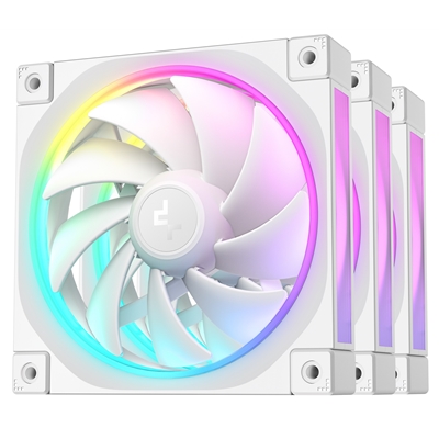 DeepCool FL12 120mm PWM 3 Pack White Fan - High Performance, Low Noise, Fluid Dynamic Bearing, 36 ARGB LEDs, 500-2150 RPM, 55 CFM Airflow, 4-Pin PWM Control image 2