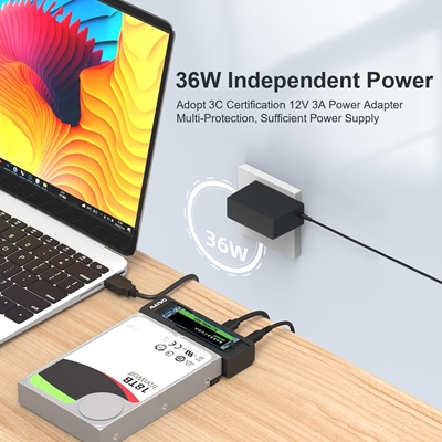 Maiwo USB Type-C, Dual Bay HDD/NVMe M2 SSD 10Gbps Clone Converter For 2.5" and 3.5" SATA, Clone SATA to NVMe Instantly image 5