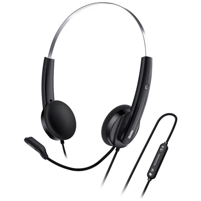 Genius HS-220U-C Copilot AI Ultra Lightweight Headset with Mic, USB-C Connection, Plug and Play, Adjustable Headband and microphone with In-line Volume Control, Black image 2