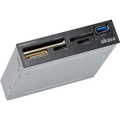 Akasa USB 3.0 Multi Card Reader, Supports CF/MS/SD/MicroSD UHS-II Cards, 3.5", Internal USB 3.0 Connector, Black, for PC image 2