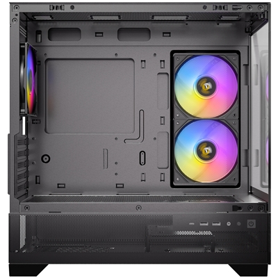 Antec CX500M Micro Tower Gaming Case, 1 x USB Type-C / 1 x USB 3.0, Tempered Glass Front and Side Window Panel, Vertical Airflow Mesh Front, 3 x Pre-Installed RGB LED Fans, Micro-ATX, ITX Compatible image 2