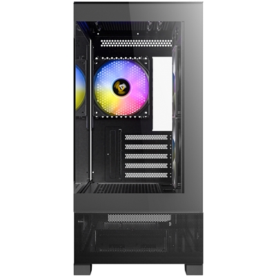 Antec CX500M Micro Tower Gaming Case, 1 x USB Type-C / 1 x USB 3.0, Tempered Glass Front and Side Window Panel, Vertical Airflow Mesh Front, 3 x Pre-Installed RGB LED Fans, Micro-ATX, ITX Compatible image 4