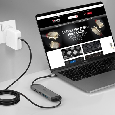 Lindy DST-Micro 140 Laptop Docking Station with USB-C, 1x 4K HDMI and Pass-Through Charging image 4