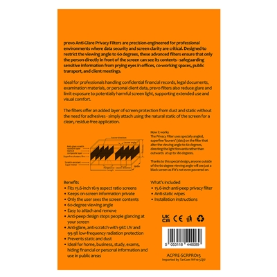 prevo 15.6 Inch Laptop Privacy Screen/ Privacy Filter, Anti-Glare, Anti-Peep, Anti-Static, Blackout image 2