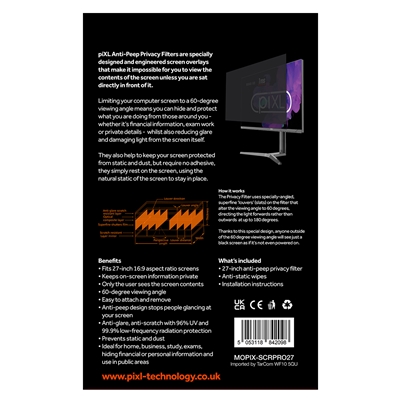 piXL 27 Inch Monitor Security Privacy Screen/ Privacy Filter, Anti-Glare, Anti-Peep, Anti-Static & Blackout image 2