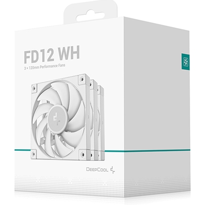 DeepCool FD12 120mm Case Fan 3-Pack, PWM Control, High Airflow, Low Noise, Hydro Bearing, White, Anti-Vibration Pads, 4-Pin Connector image 2