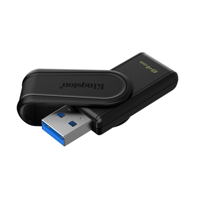 Kingston DataTraveler Exodia S DTXS/64GB USB Flash Drive, 64GB, USB 3.2,  Black, Swivel Cap Design image 2