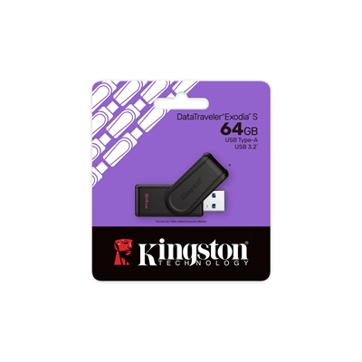Kingston DataTraveler Exodia S DTXS/64GB USB Flash Drive, 64GB, USB 3.2,  Black, Swivel Cap Design image 3