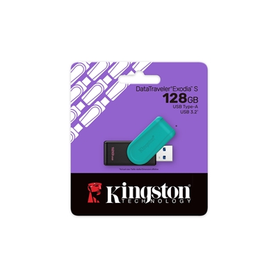 Kingston DataTraveler Exodia S DTXS/128GB USB Flash Drive, 128GB, USB 3.2, Black/Green, Swivel Cap Design image 3