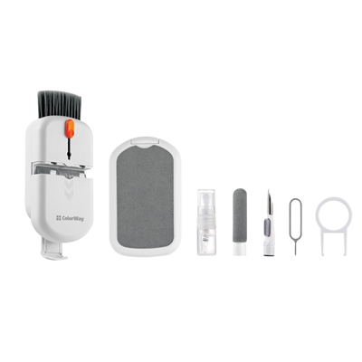 ColorWay CW-1111 10-in-1 Electronics Cleaning Kit Designed For Safely Cleaning Headphones, Keyboards, Screens and Cameras. Includes A Retractable Brush, Flocked Sponge, Microfiber Wipes, Screen Cleaner Spray, Key Remover, In A Compact Case Featuring A Pho image 3