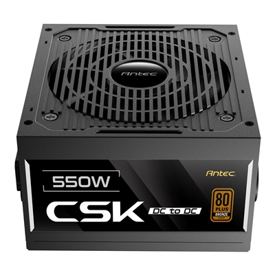 Antec CSK550DC 550W Power Supply, 80 Plus Bronze Certified, ATX 12V 2.52, Non-Modular, DC-to-DC, Flat Black Cables, 120mm Quiet Fan, UK Plug image 2