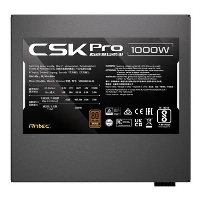 Antec CSK1000 PRO 1000W ATX 3.1 Power Supply - 80 PLUS Bronze, Semi-Modular, PCIe 5.1 Ready, 12V-2x6 Connector, Quiet 120mm Fan, UK Plug image 4
