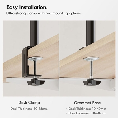 VonHaus Dual Monitor Stand for 13-32 Inch Screens, Twin Monitor Mount with Desk Clamp, Height Adjustable, Easy Assemble Stand with Full Tilt, Rotation & Swivel Arms, VESA 75x75 & 100x100mm image 5